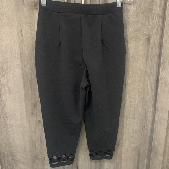 Emery Rose Black Elastic Waist Die Cut Ankle Leggings Women's Size Small - Picture 2 of 8